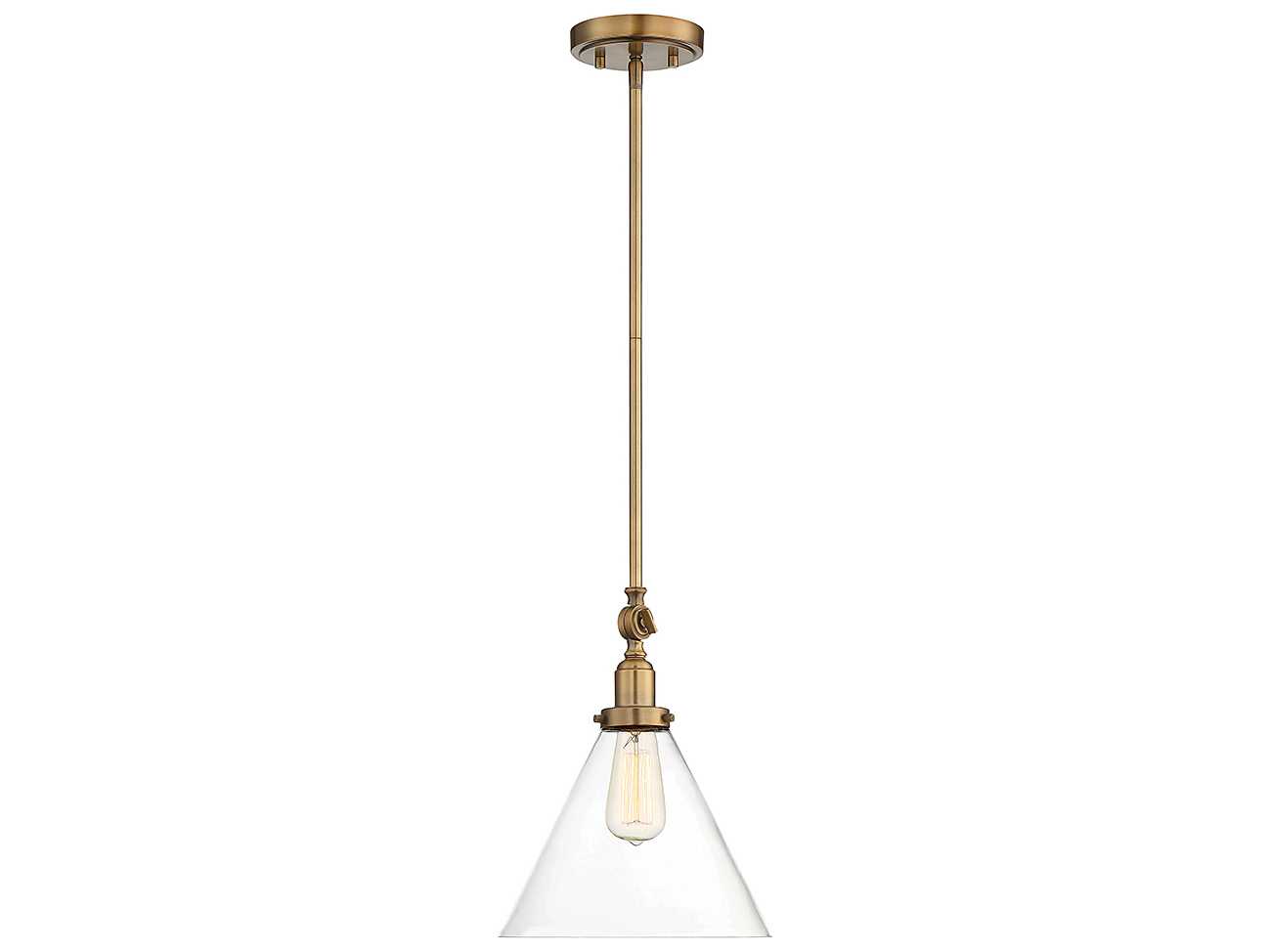 Savoy House Drake 1-Light Warm Brass Glass Pendant