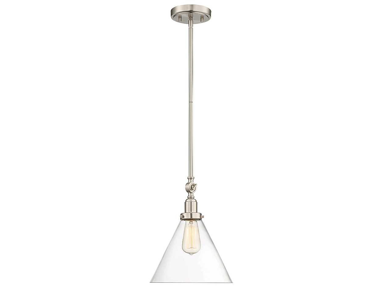 Savoy House Drake 1-Light Satin Nickel Glass Pendant