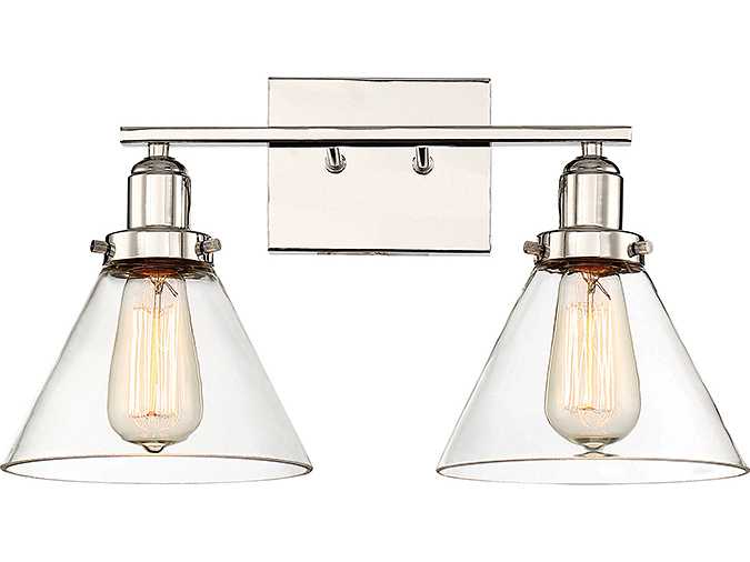 Savoy House Drake 2-Light Polished Nickel Glass Vanity Light