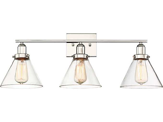 Savoy House Drake 3-Light Polished Nickel Glass Vanity Light