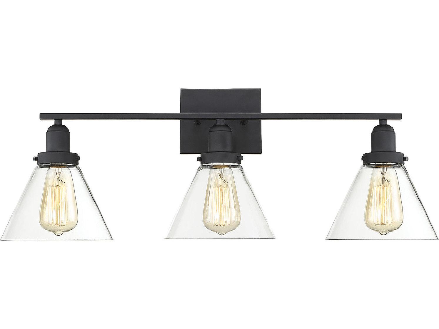 Savoy House Drake 3-Light Black Glass Vanity Light