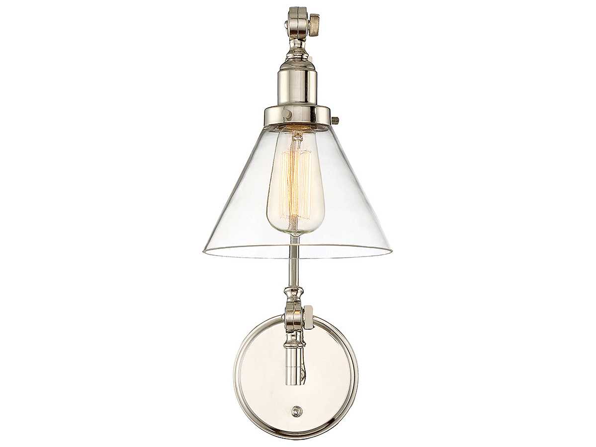 Savoy House Drake 1-Light Polished Nickel Glass Wall Sconce
