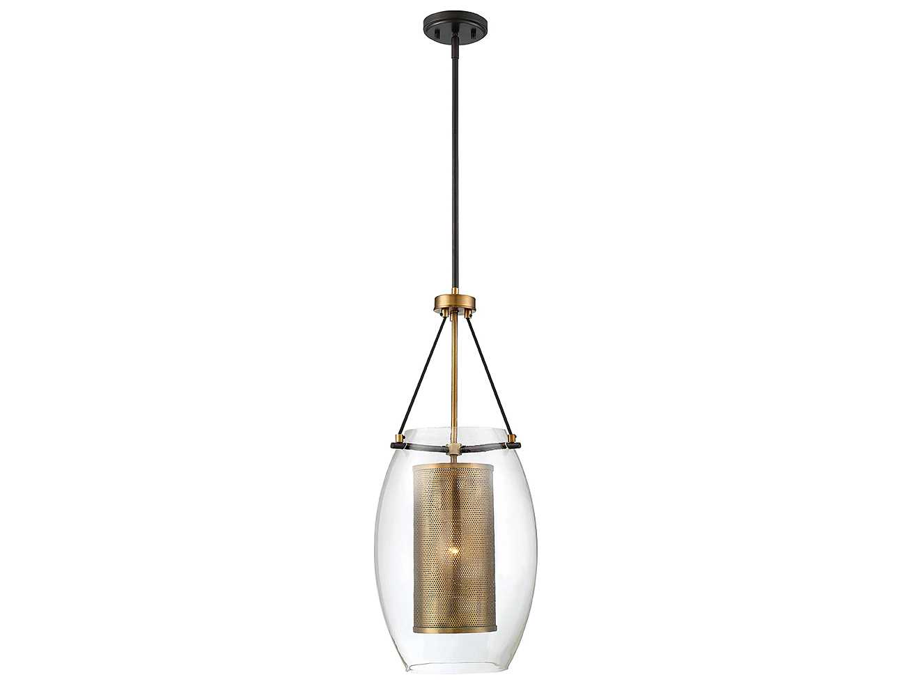 Savoy House Dunbar 1-Light Warm Brass Bronze Glass Cylinder Pendant