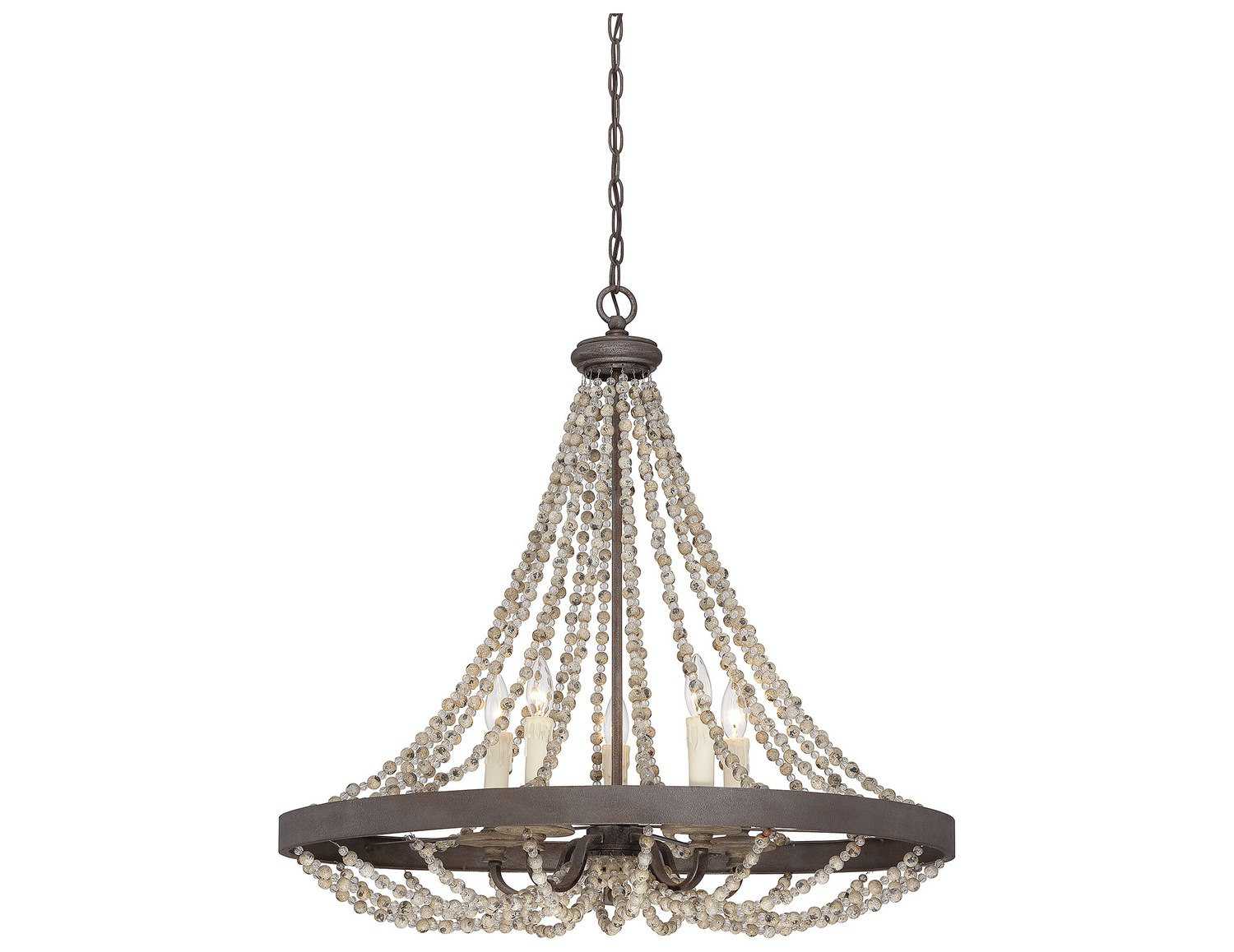 Savoy House Mallory 5-Light Fossil Stone Bronze Crystal Pendant