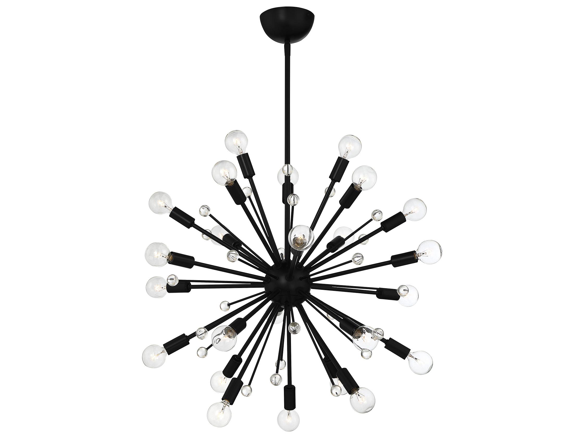 Savoy House Galea 24-Light Matte Black Crystal Sputnik Pendant