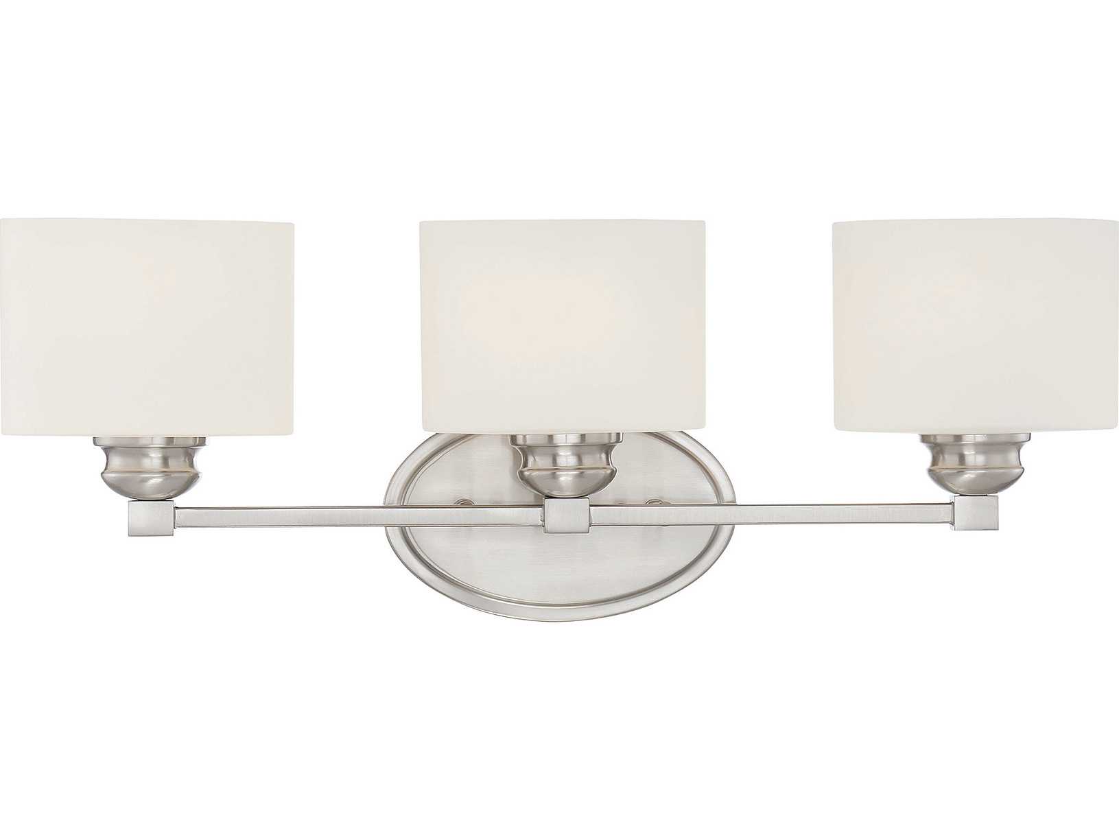 Savoy House Kane 3-Light Satin Nickel Pewter Glass Vanity Light