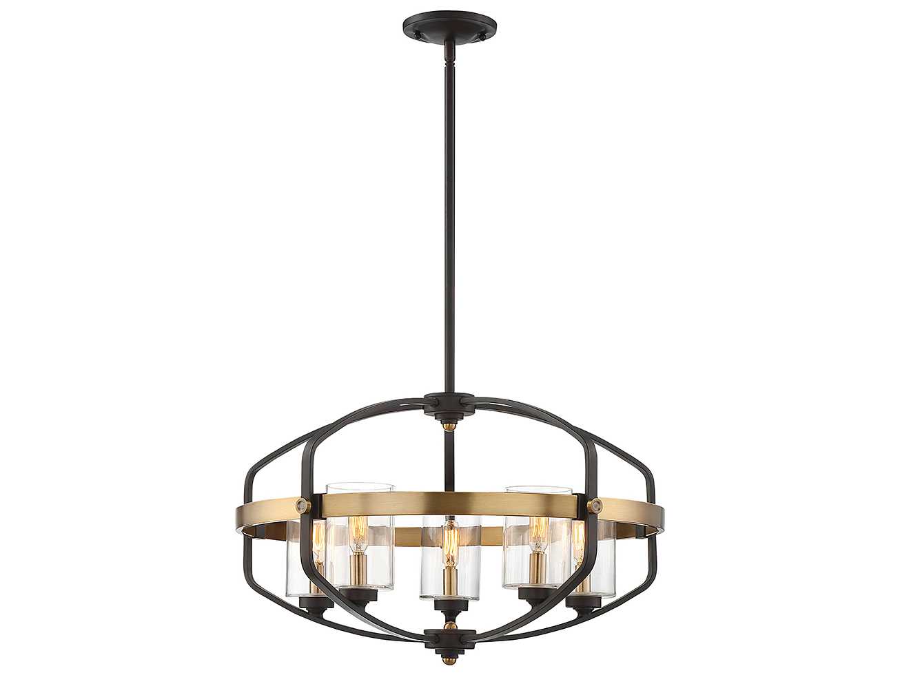 Savoy House Kirkland 5-Light English Bronze Warm Brass Glass Cylinder Chandelier