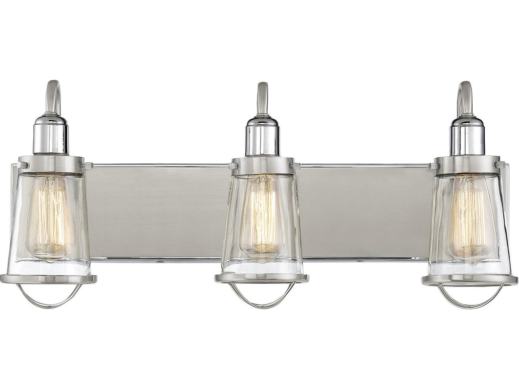 Savoy House Lansing 3-Light Satin Nickel Polished Glass Vanity Light