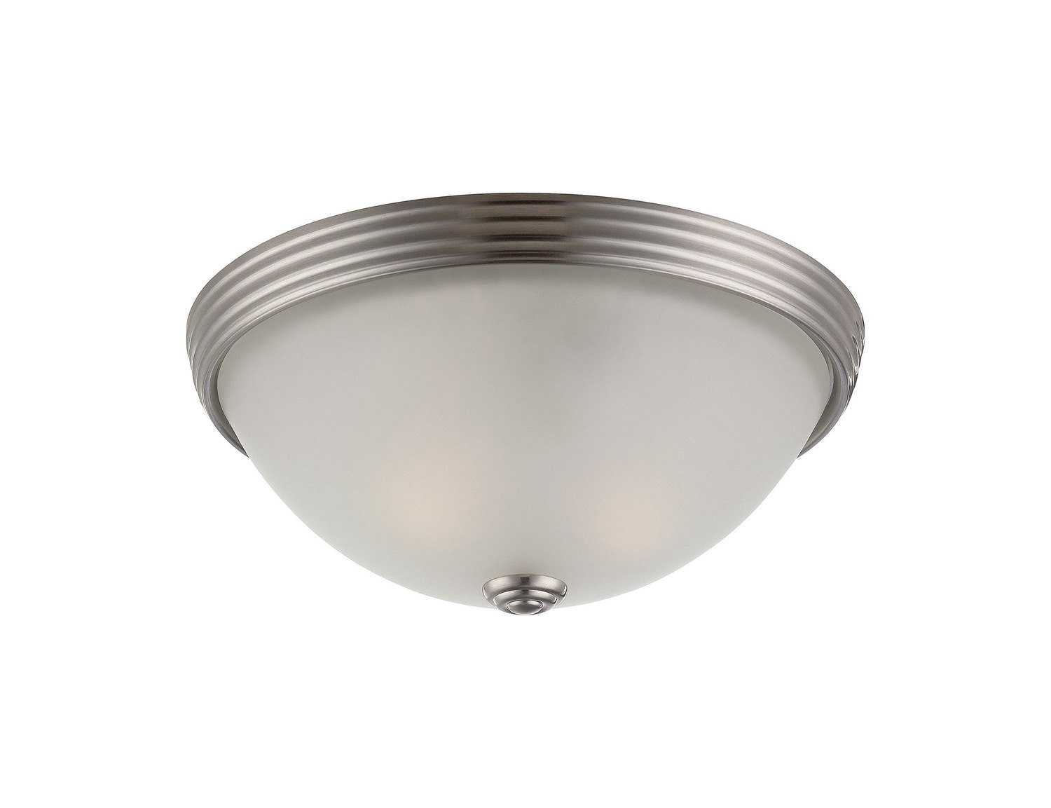Savoy House Casual Lifestyles 2-Light Satin Nickel Glass Bowl Flush Mount