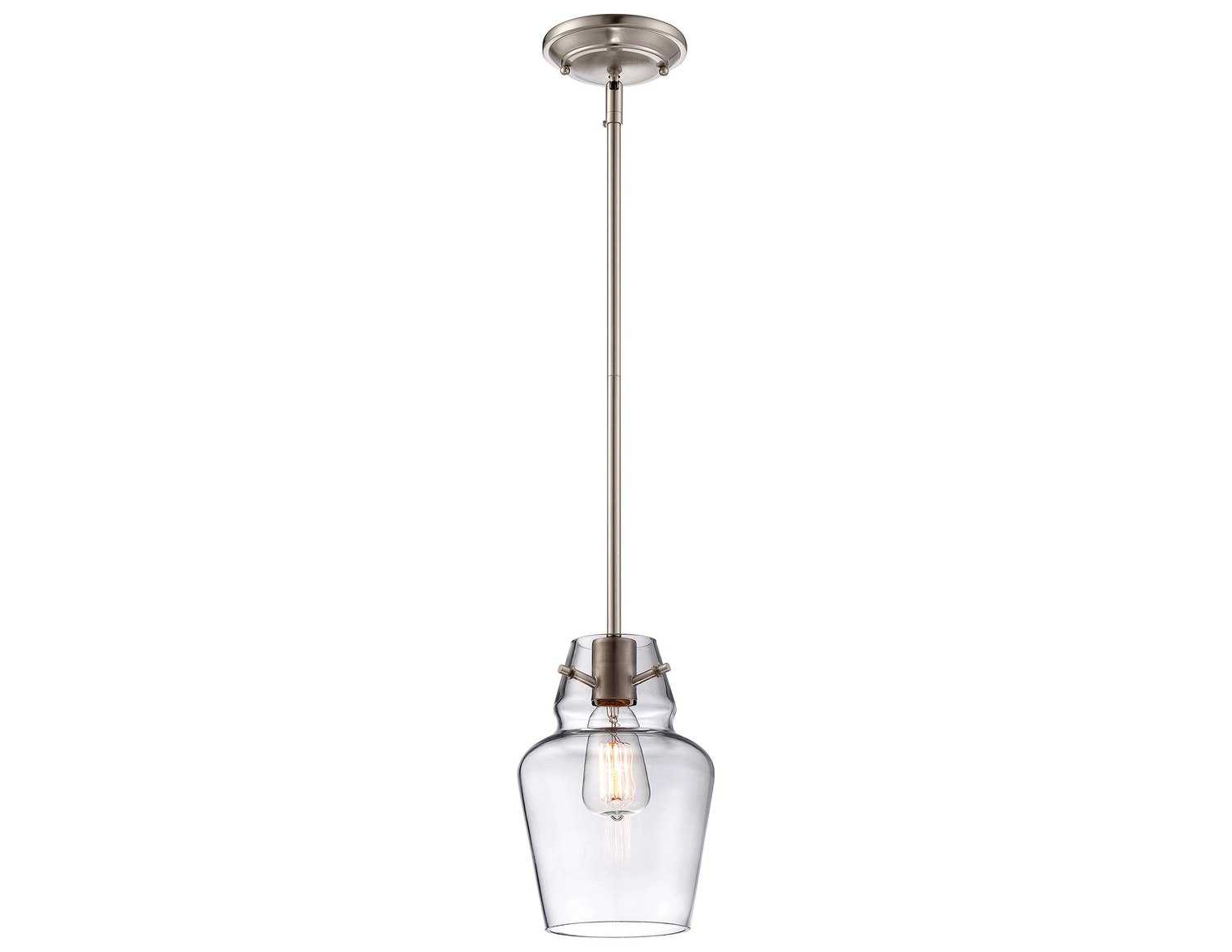 Savoy House Vintage 1-Light Satin Nickel Glass Bell Mini Pendant