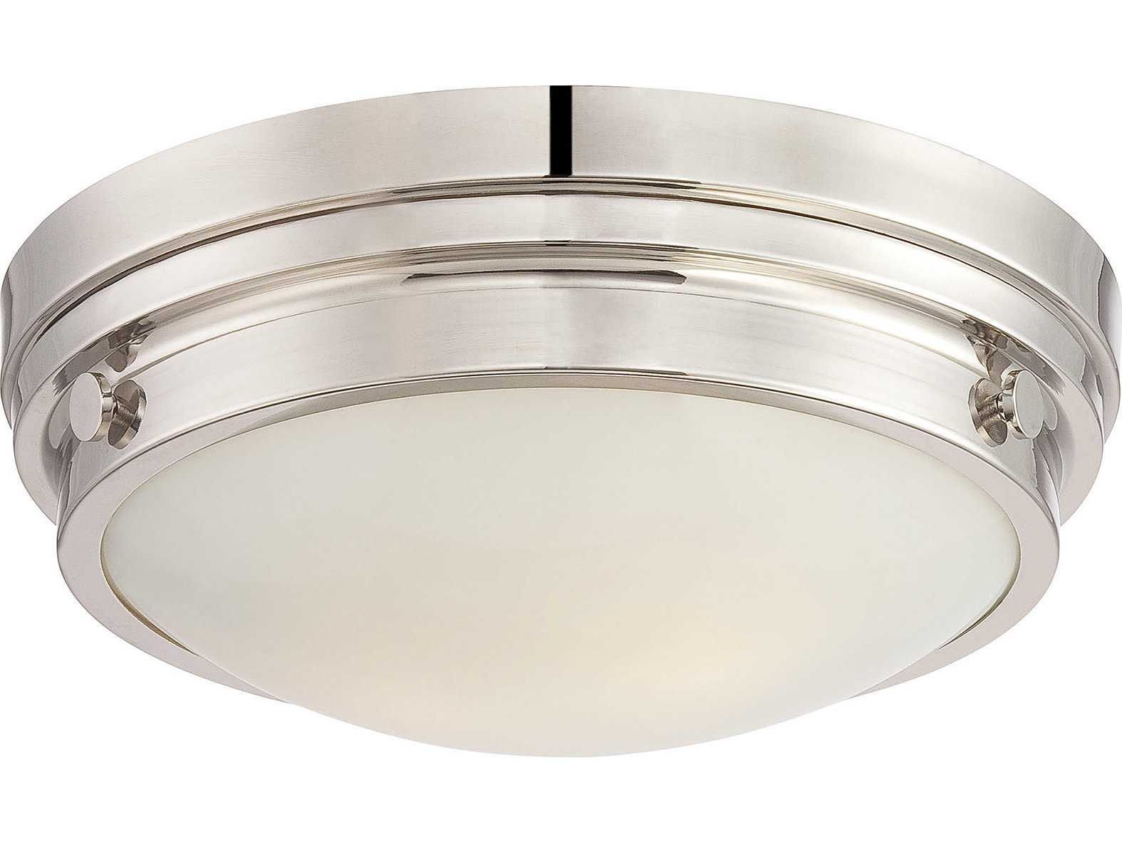 Savoy House Lucerne 2-Light Polished Nickel Glass Round Flush Mount