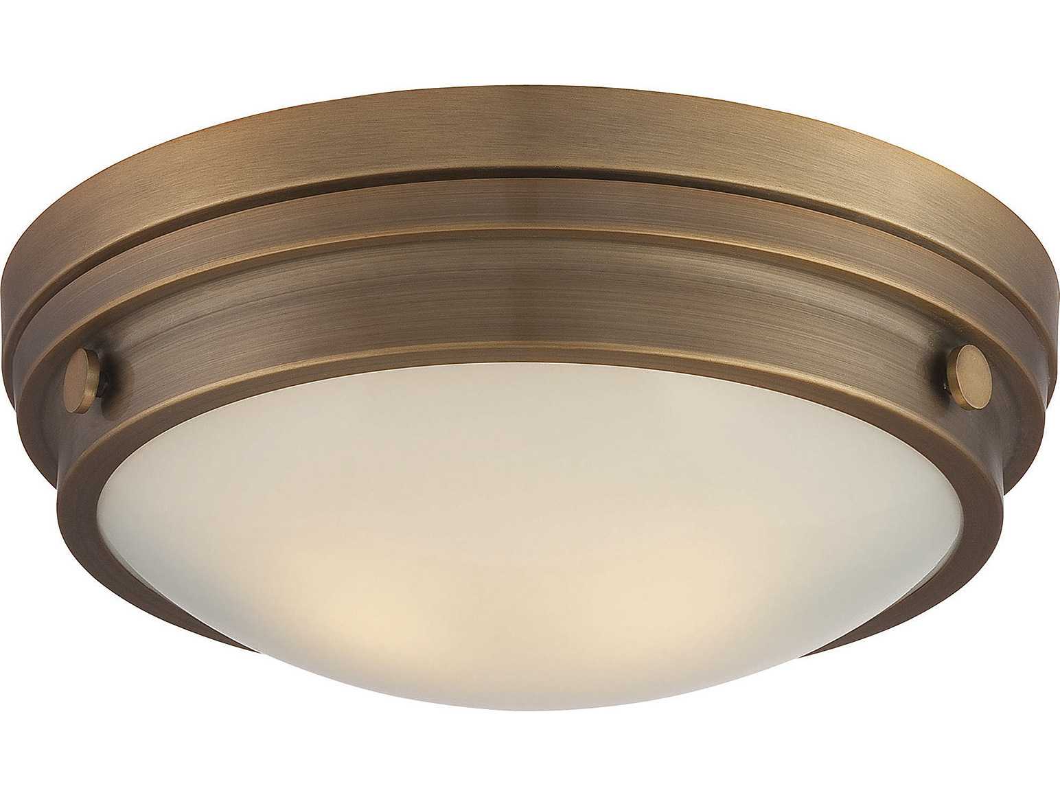 Savoy House Lucerne 2-Light Warm Brass Glass Round Flush Mount