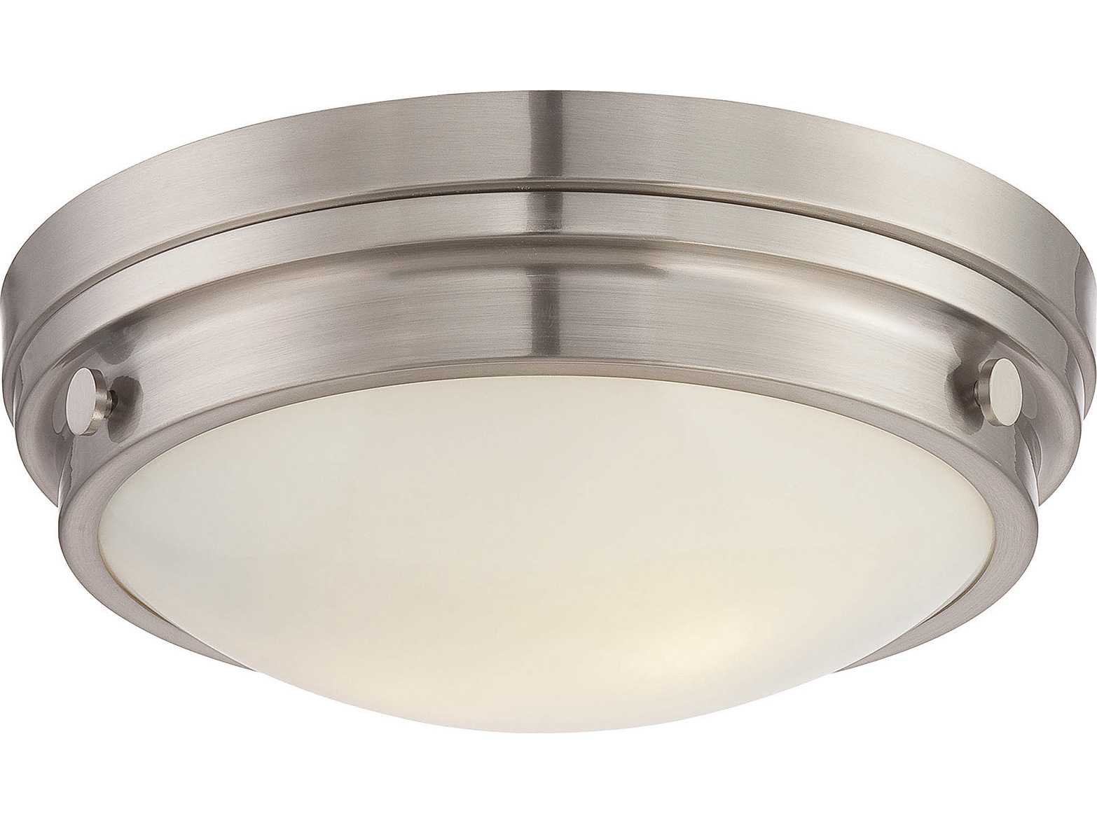 Savoy House Lucerne 2-Light Satin Nickel Glass Round Flush Mount