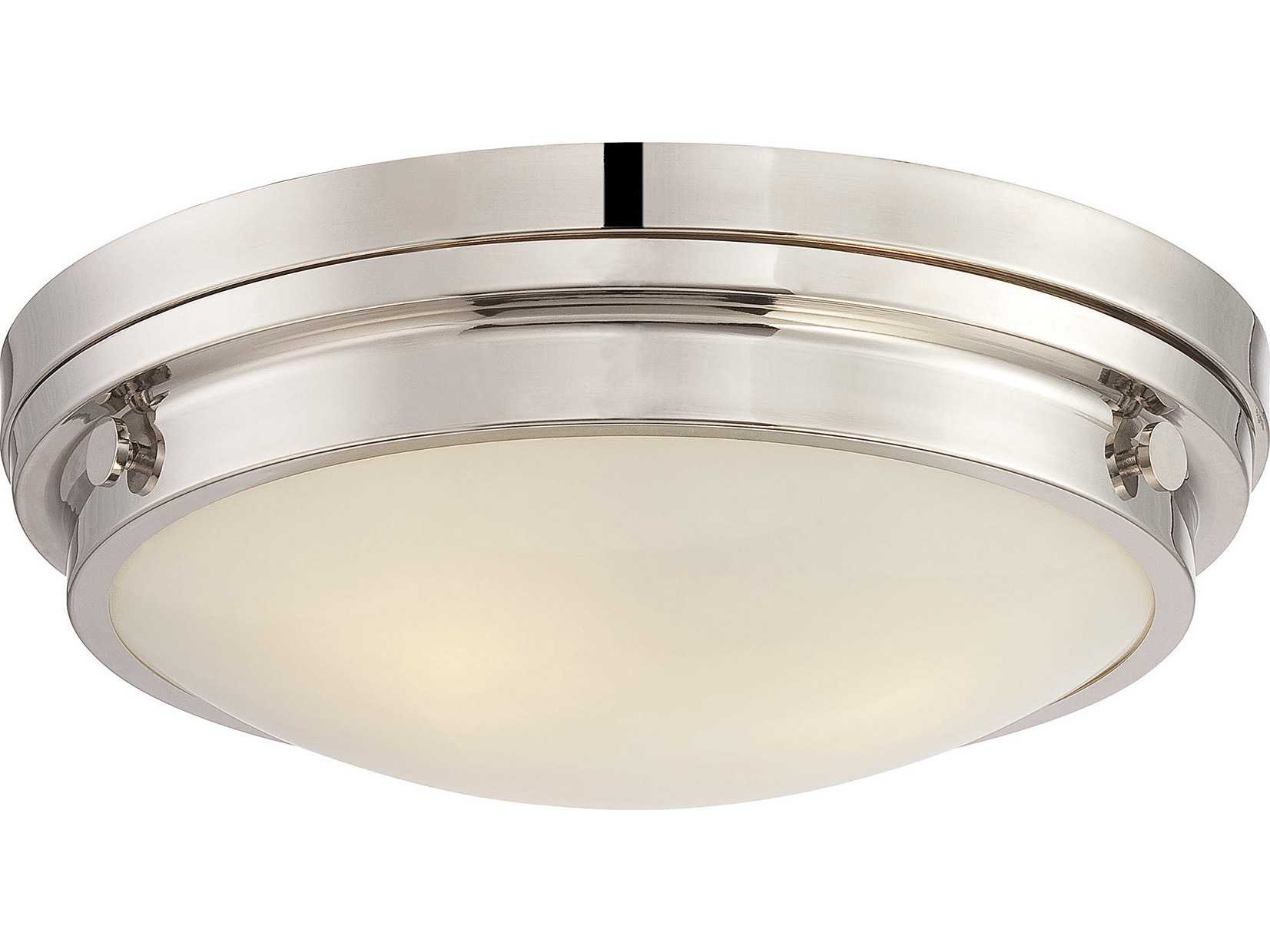 Savoy House Lucerne 3-Light Polished Nickel Glass Round Flush Mount