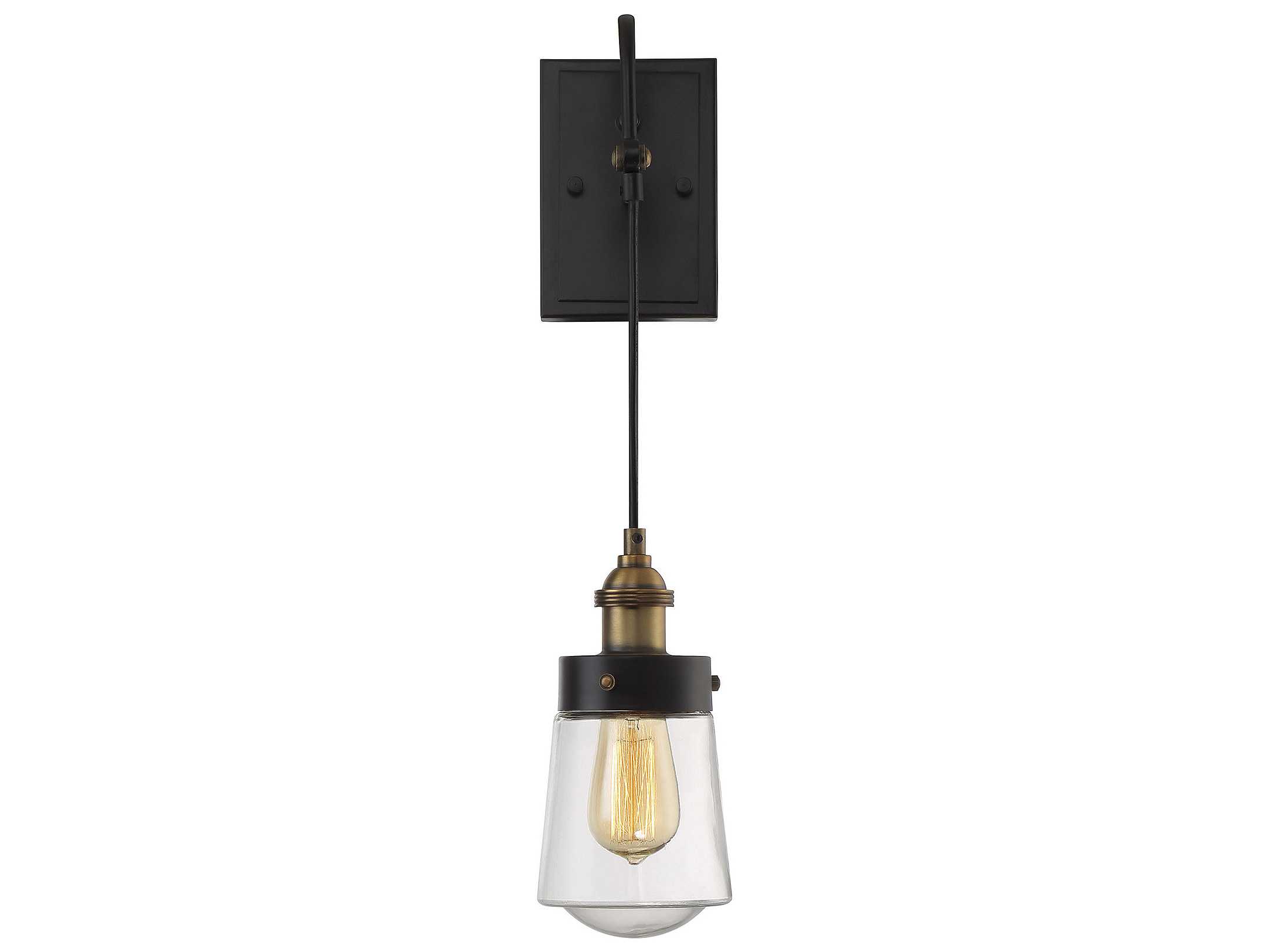 Savoy House Macauley 1-Light Vintage Black Warm Brass Glass Wall Sconce