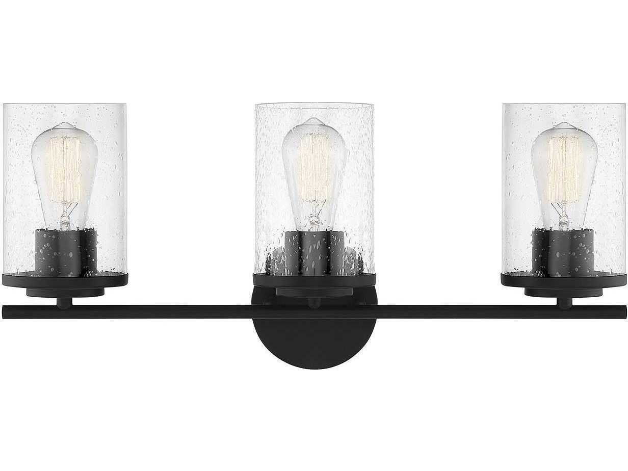 Savoy House Marshall 3-Light Matte Black Glass Vanity Light