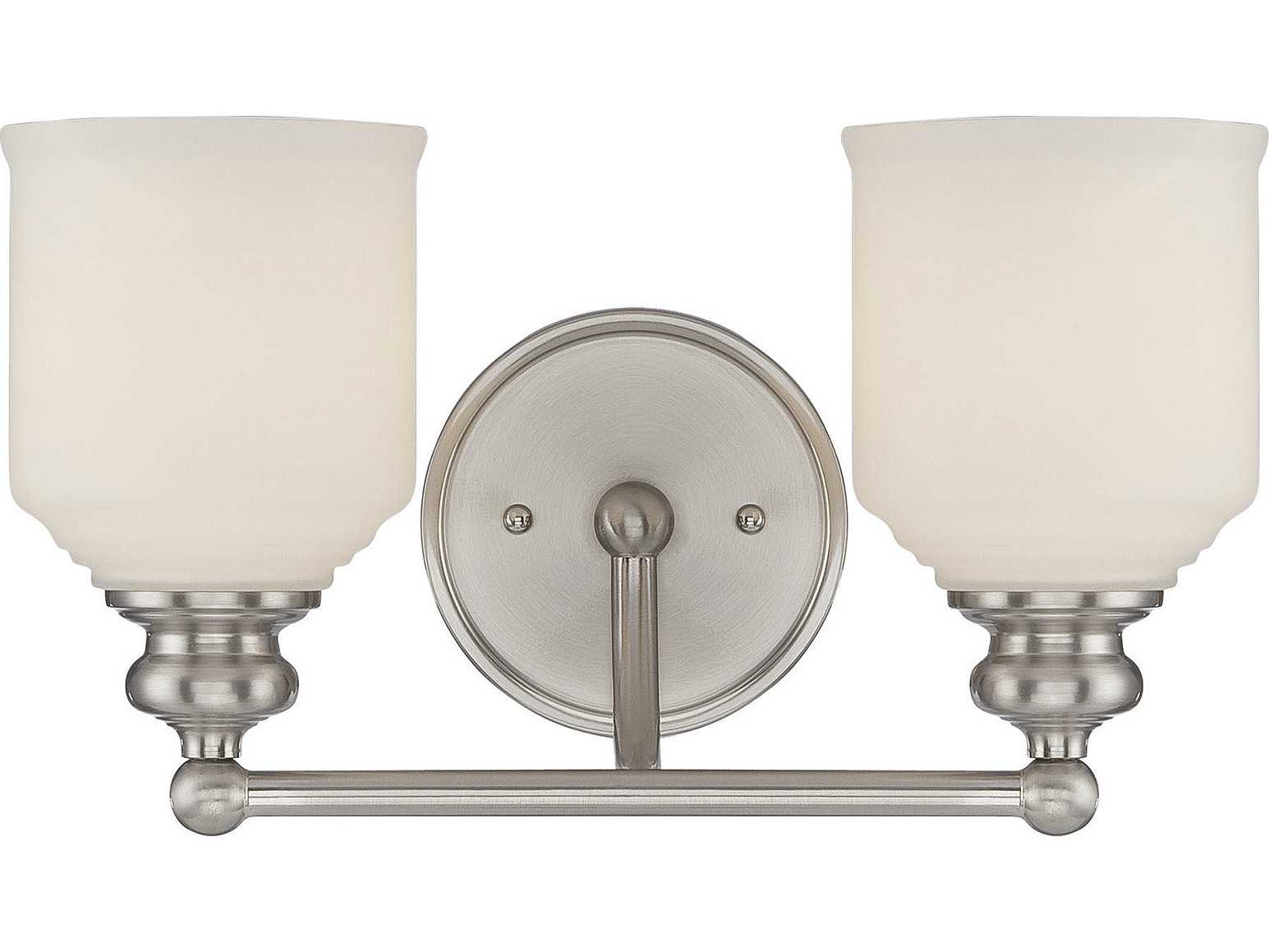 Savoy House Melrose 2-Light Satin Nickel Pewter Glass Vanity Light