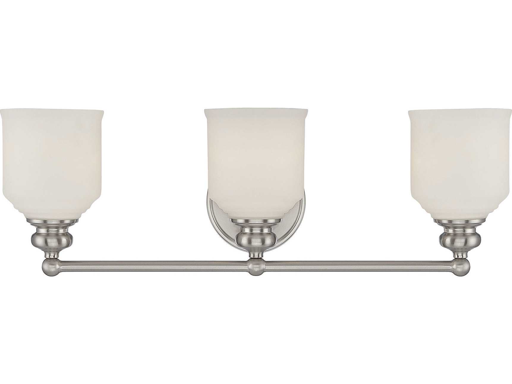 Savoy House Melrose 3-Light Satin Nickel Pewter Glass Vanity Light