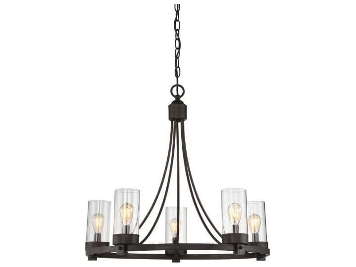 Savoy House Meridian 5-Light Oil Rubbed Bronze Glass Candelabra Cylinder Chandelier