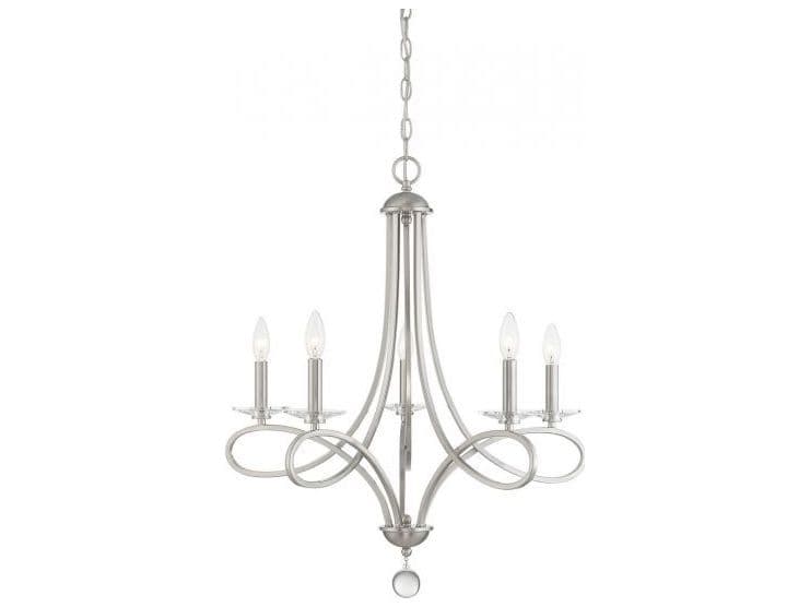 Savoy House Meridian 5-Light Brushed Nickel Crystal Candelabra Chandelier