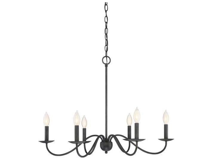 Savoy House Meridian 6-Light Aged Iron Black Candelabra Chandelier