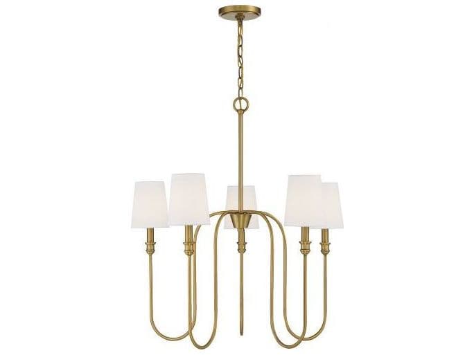 Savoy House Meridian 5-Light Natural Brass Cylinder Chandelier