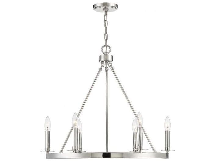 Savoy House Meridian 6-Light Polished Nickel Candelabra Chandelier