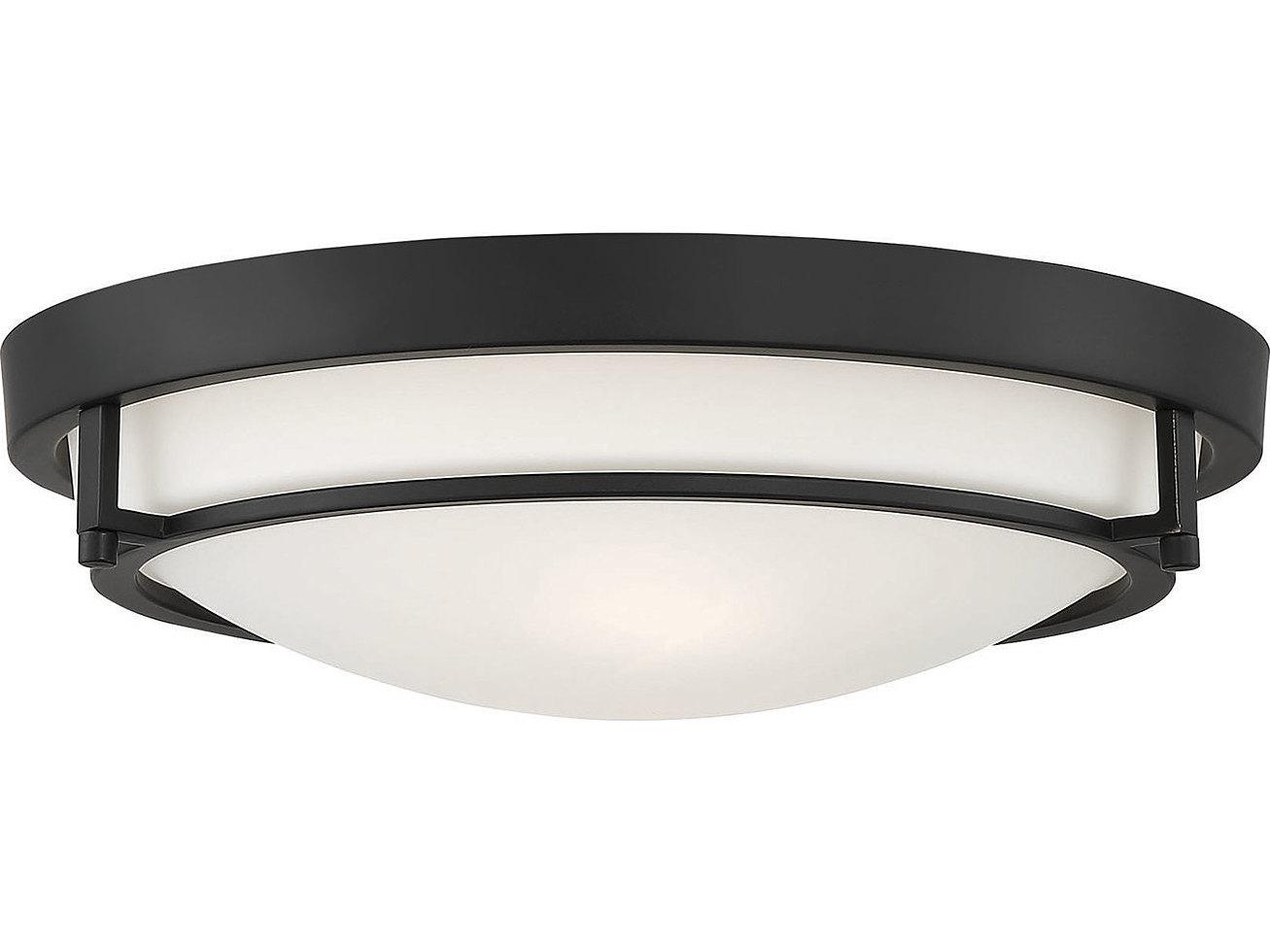 Savoy House Meridian 2-Light Matte Black Glass Bowl Geometric Flush Mount
