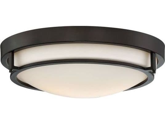Savoy House Meridian 2-Light Oil Rubbed Bronze Glass Bowl Geometric Flush Mount
