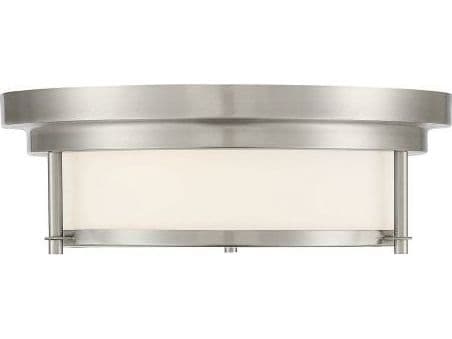 Savoy House Meridian 2-Light Brushed Nickel Glass Drum Flush Mount