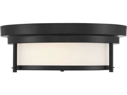 Savoy House Meridian 2-Light Matte Black Glass Drum Geometric Flush Mount
