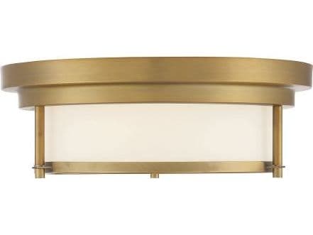 Savoy House Meridian 2-Light Natural Brass Glass Flush Mount