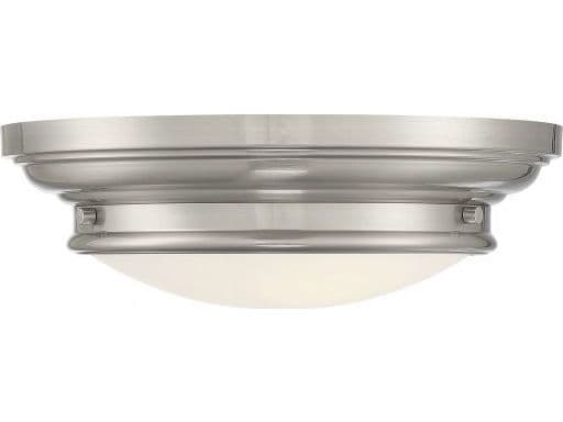 Savoy House Meridian 2-Light Brushed Nickel Glass Drum Geometric Flush Mount