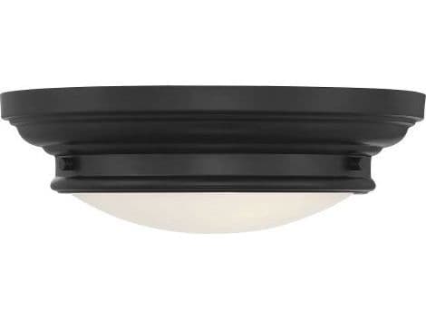 Savoy House Meridian 2-Light Matte Black Glass Drum Geometric Flush Mount