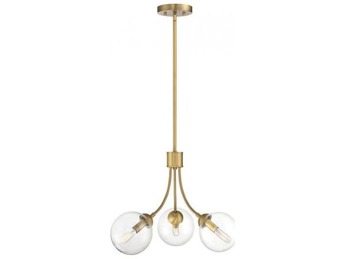 Savoy House Meridian 3-Light Natural Brass Glass Globe Chandelier