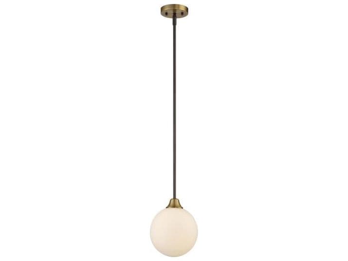 Savoy House Meridian 1-Light Oil Rubbed Bronze Natural Brass Glass Globe Geometric Mini Pendant