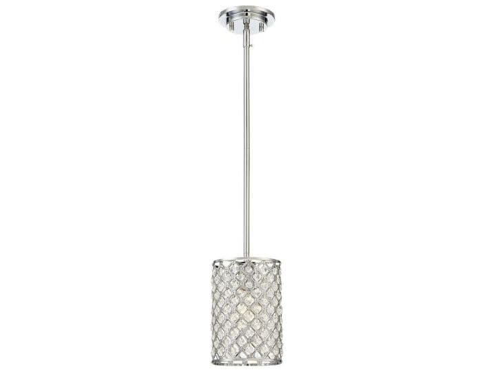 Savoy House Meridian 1-Light Chrome Crystal Cylinder Geometric Mini Pendant