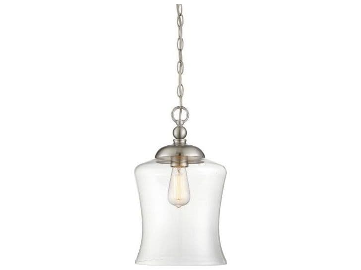Savoy House Meridian 1-Light Brushed Nickel Glass Bell Mini Pendant
