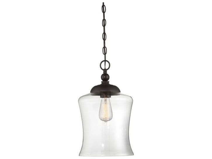 Savoy House Meridian 1-Light Oil Rubbed Bronze Glass Bell Mini Pendant