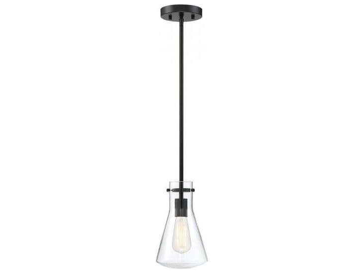 Savoy House Meridian 1-Light Matte Black Glass Geometric Mini Pendant