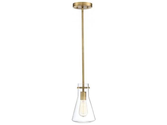 Savoy House Meridian 1-Light Natural Brass Glass Geometric Mini Pendant