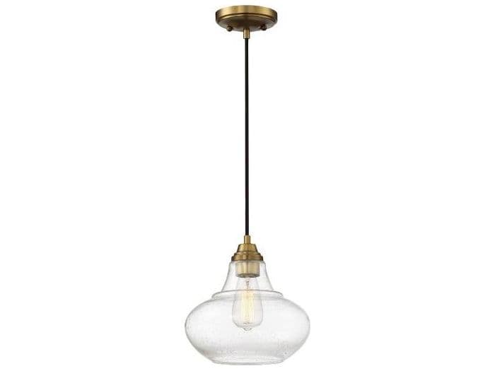 Savoy House Meridian 1-Light Natural Brass Glass Globe Geometric Mini Pendant