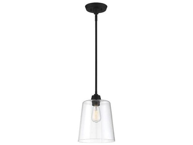 Savoy House Meridian 1-Light Matte Black Glass Empire Mini Pendant