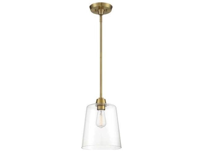 Savoy House Meridian 1-Light Natural Brass Glass Empire Mini Pendant