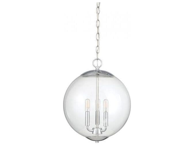 Savoy House Meridian 3-Light Chrome Globe Pendant