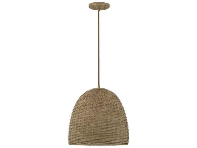 Savoy House Meridian 1-Light Natural Wicker Wood Dome Geometric Pendant