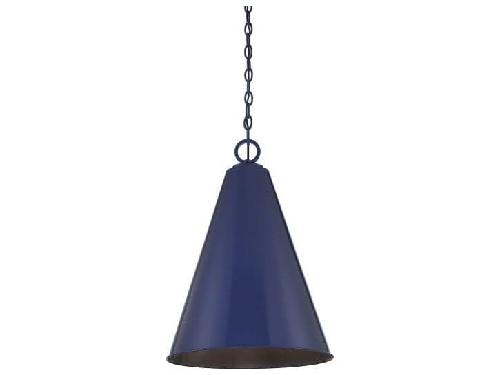 Savoy House Meridian 1-Light Navy Blue Geometric Pendant