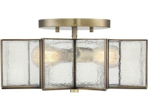 Savoy House Meridian 2-Light Natural Brass Glass Semi Flush Mount