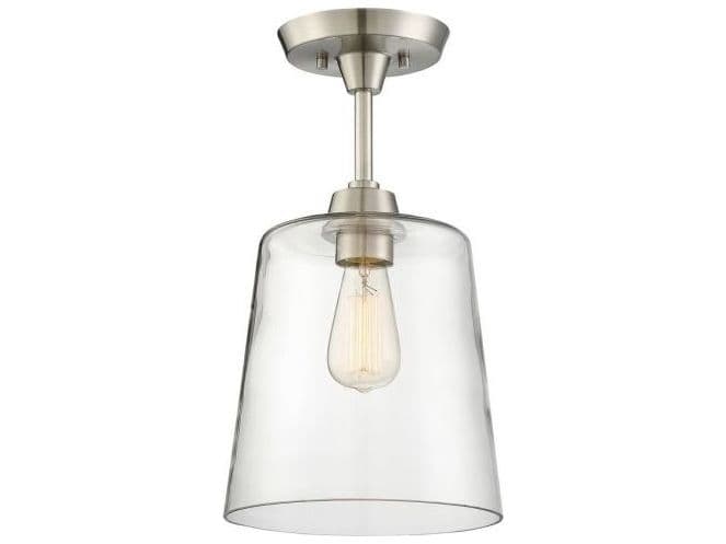 Savoy House Meridian 1-Light Brushed Nickel Glass Empire Semi Flush Mount