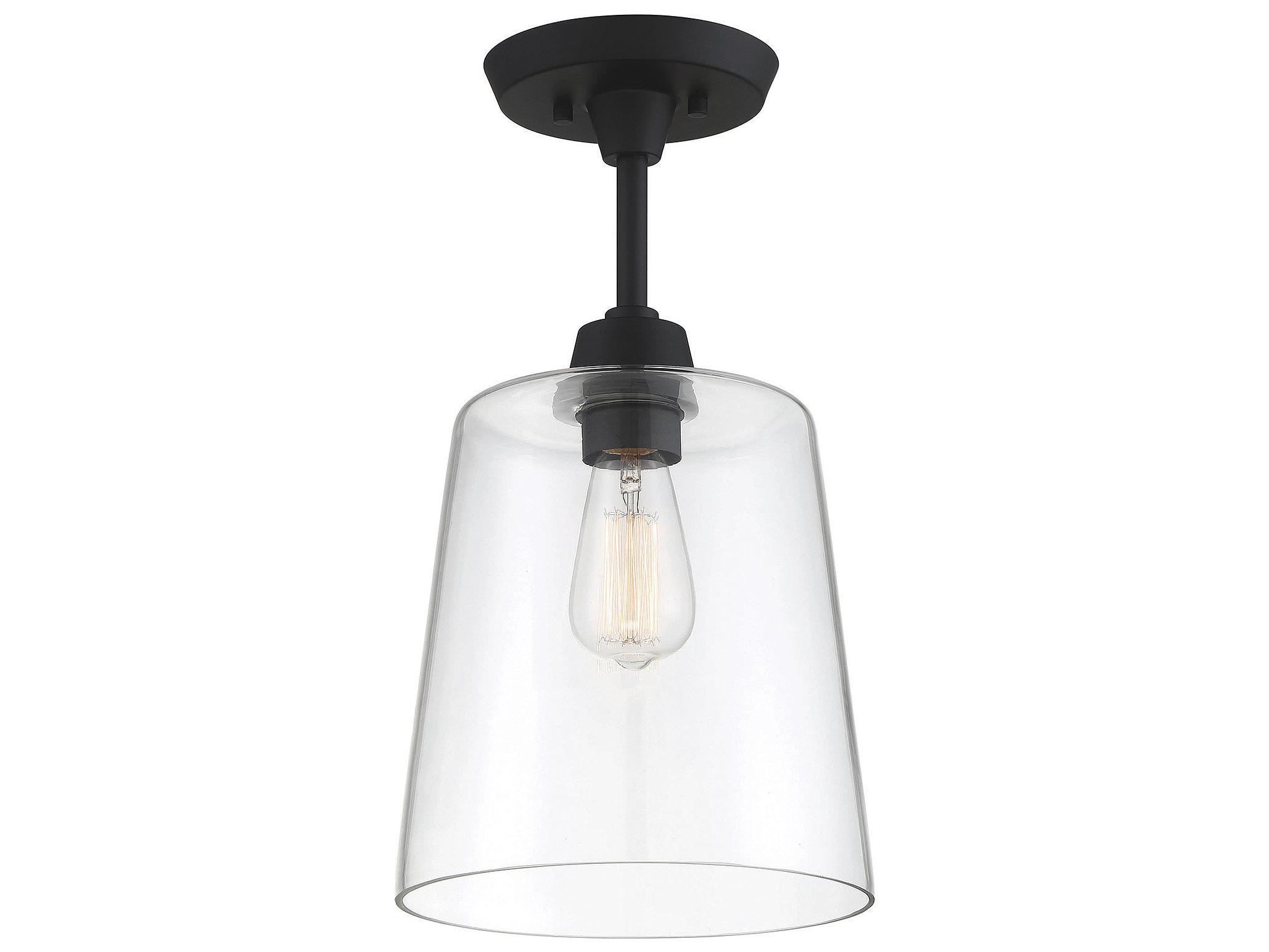 Savoy House Meridian 1-Light Matte Black Glass Empire Semi Flush Mount